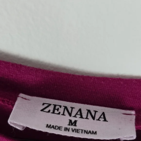 Zenana Outfitters Magenta Top with Animal Print Sleeves - Picture 2 of 4